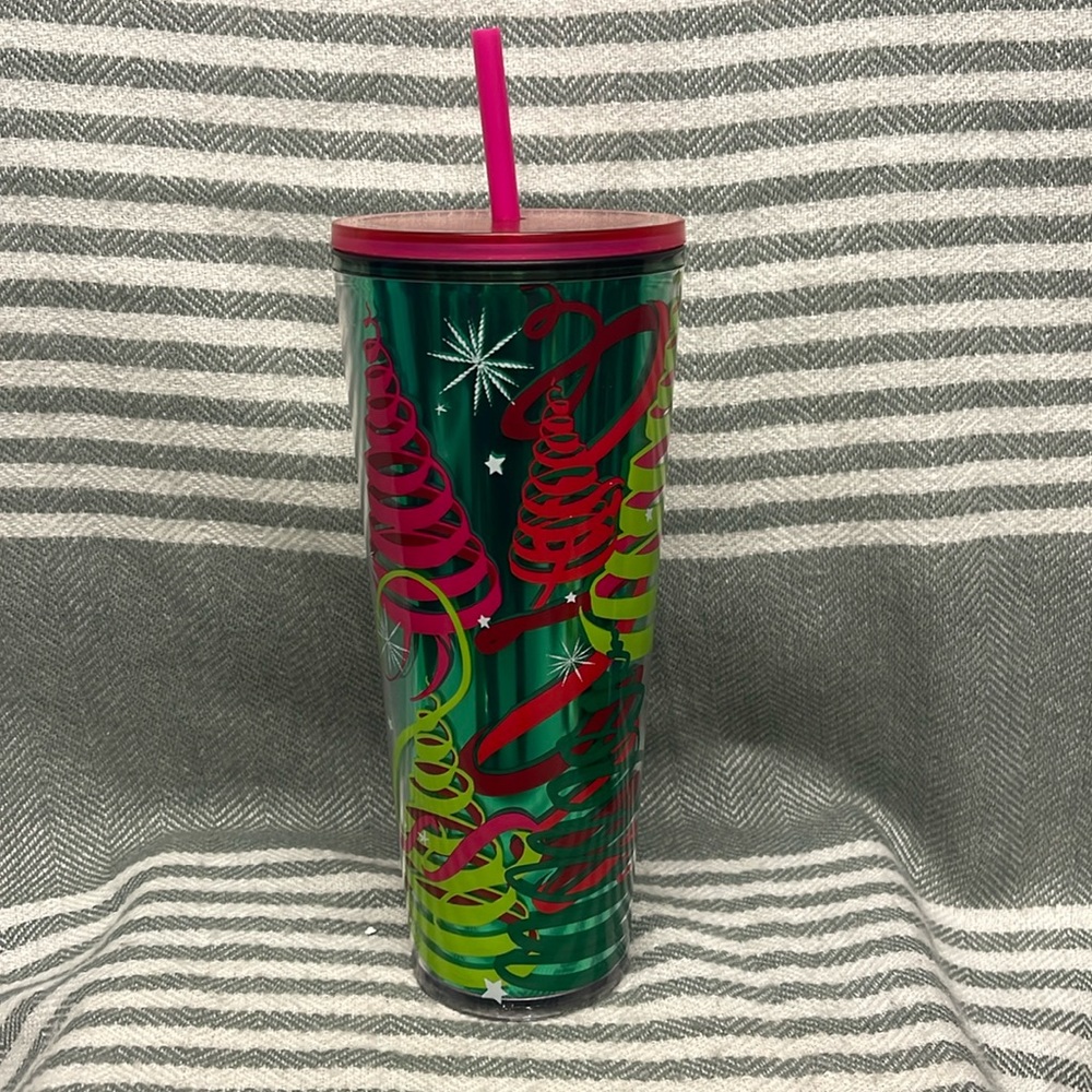 Starbucks Christmas 2023 Star Straw Topper Ribbon Trees Holiday Cold Cup 24 oz